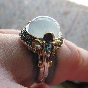 Sterling Silver Moonstone and Aquamarine Ring 8.25